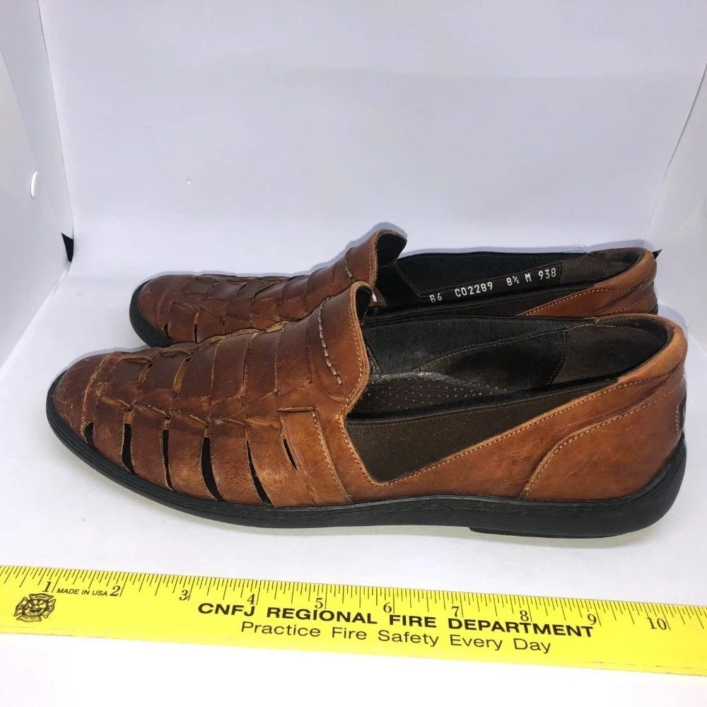 Bragano Italian Brown Leather Loafer Sandals Men's 8.5 - Picture 6 of 11
